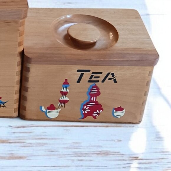 MCM Vintage Set of 3 Hand-Painted Wooden Nesting Canisters – Made in Jap… - Picture 9 of 13